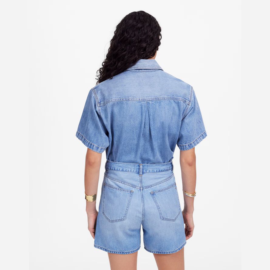damen madewell drawstring denim-shorts-blue