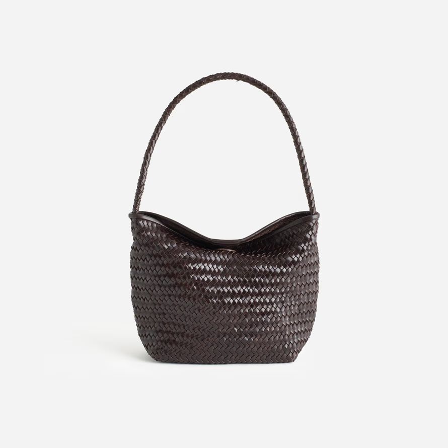 madewell die handgewebte damen schulter tasche schokolade