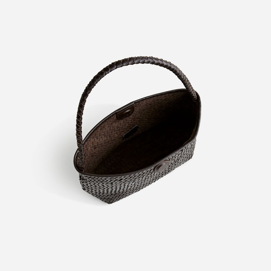 madewell die handgewebte damen schulter tasche schokolade