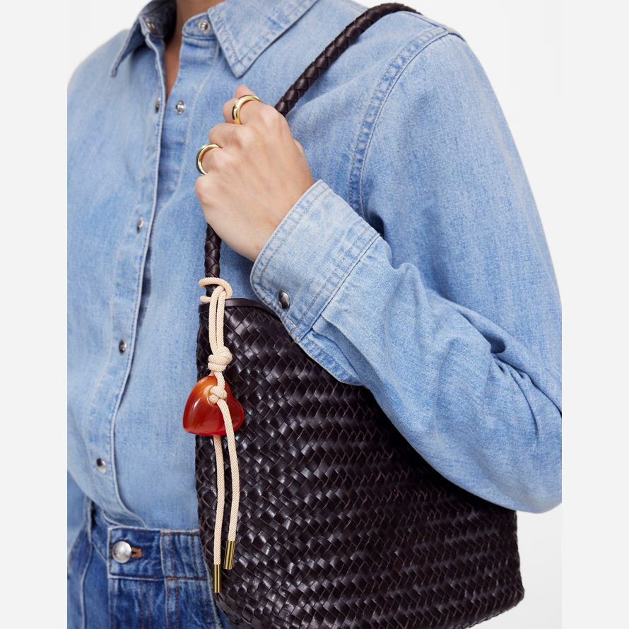madewell die handgewebte damen schulter tasche schokolade