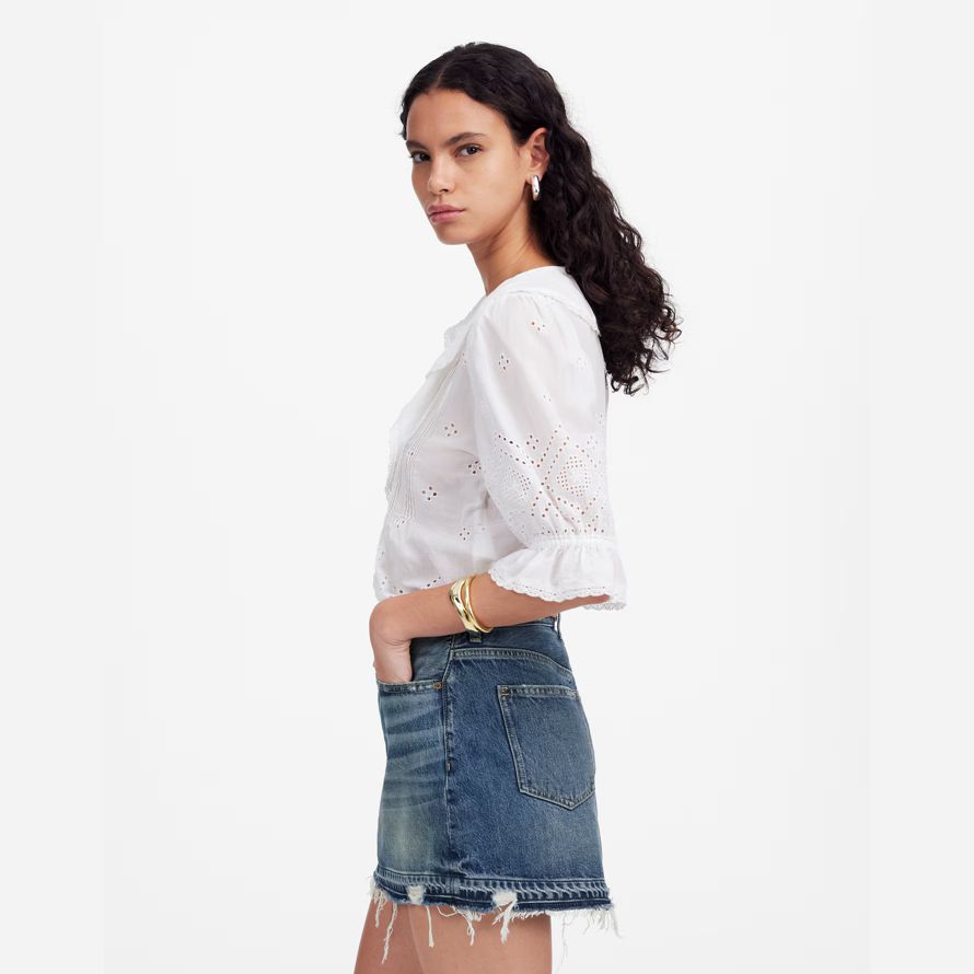 madewell briefmarke womens denim mini skirt blau