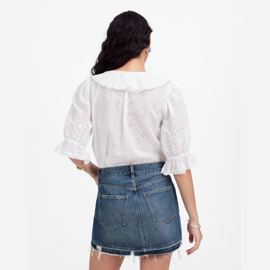 madewell briefmarke womens denim mini skirt blau