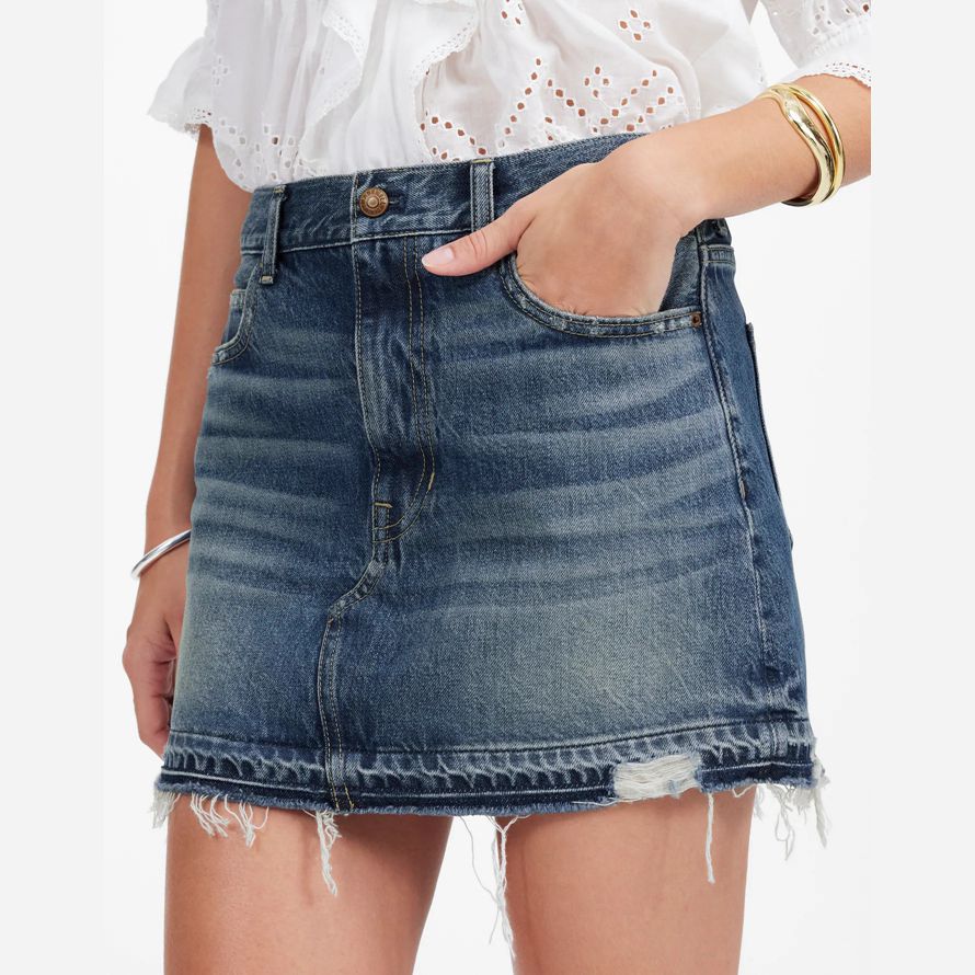 madewell briefmarke womens denim mini skirt blau