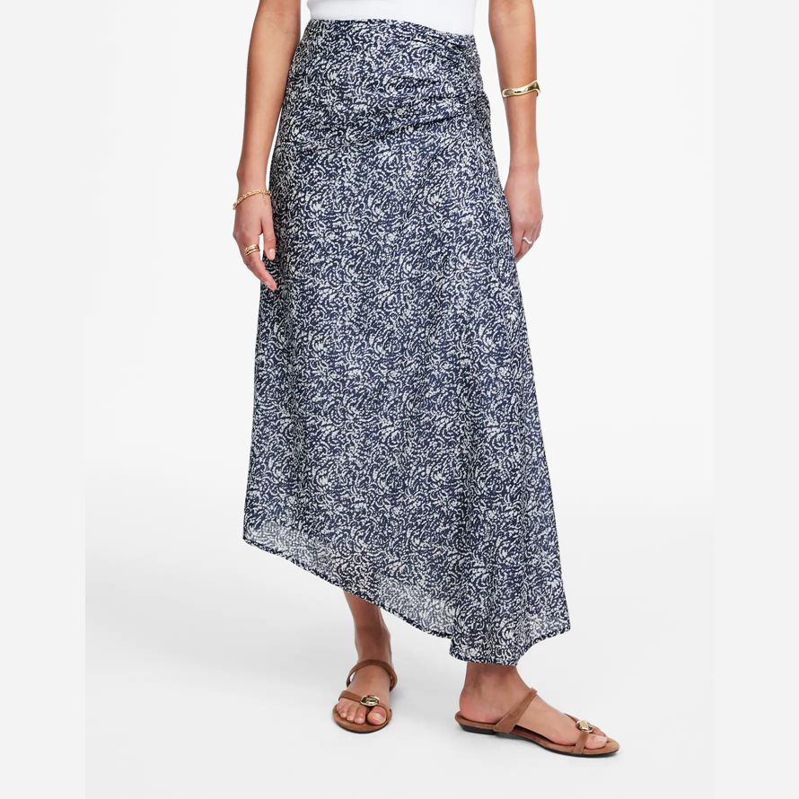 navy white madewell geraffte asymmetrische midi damen rock