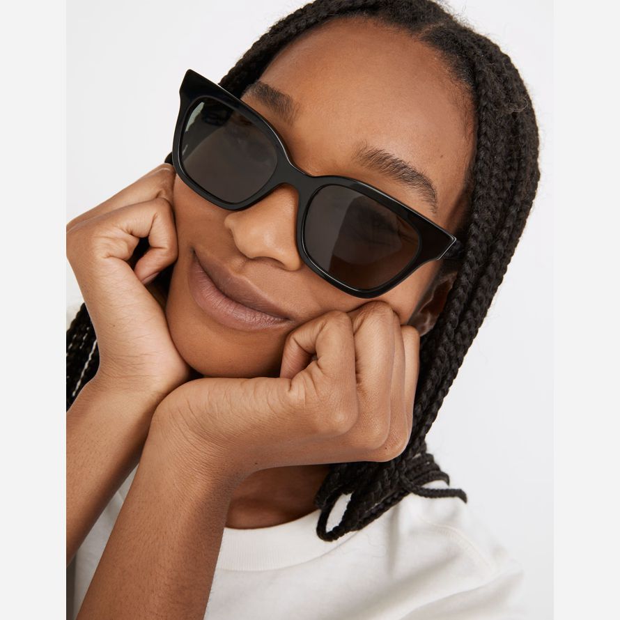 madewell pierport damen sonnenbrille schwarz