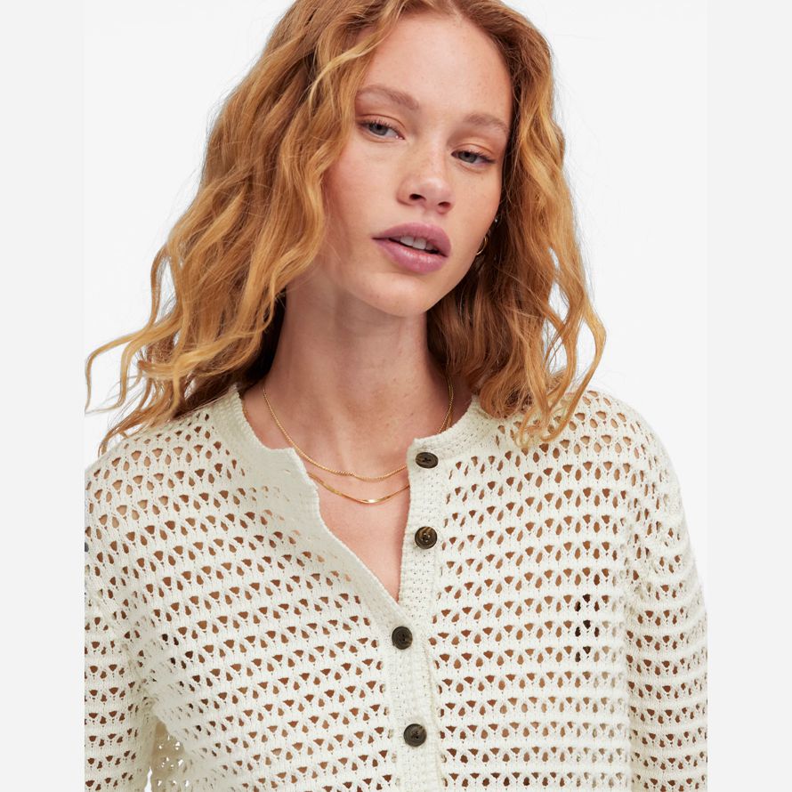 creme madewell womens open-stitch crewneck sweater