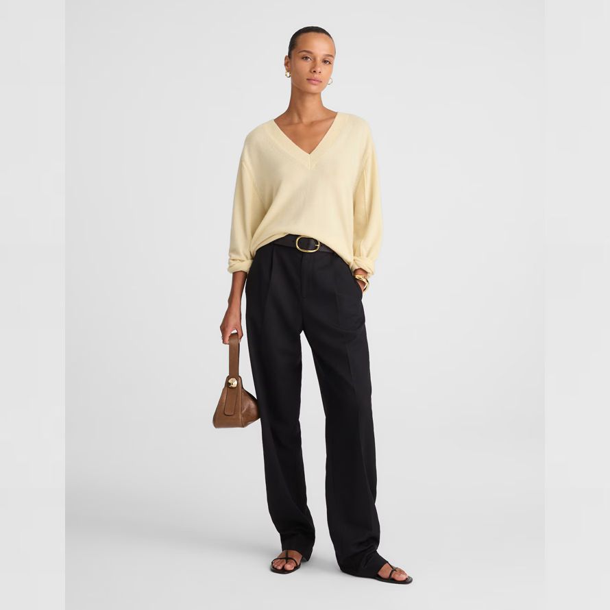cream damen madewell cashmere v-neck sweater