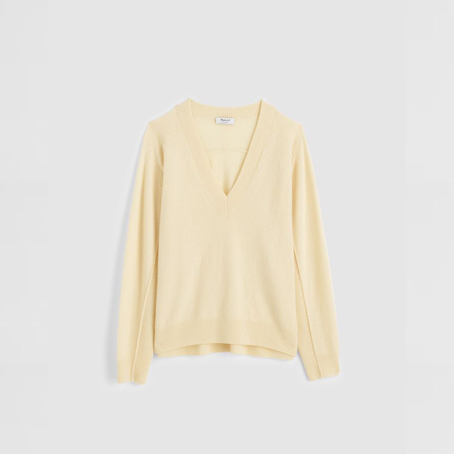 cream damen madewell cashmere v-neck sweater