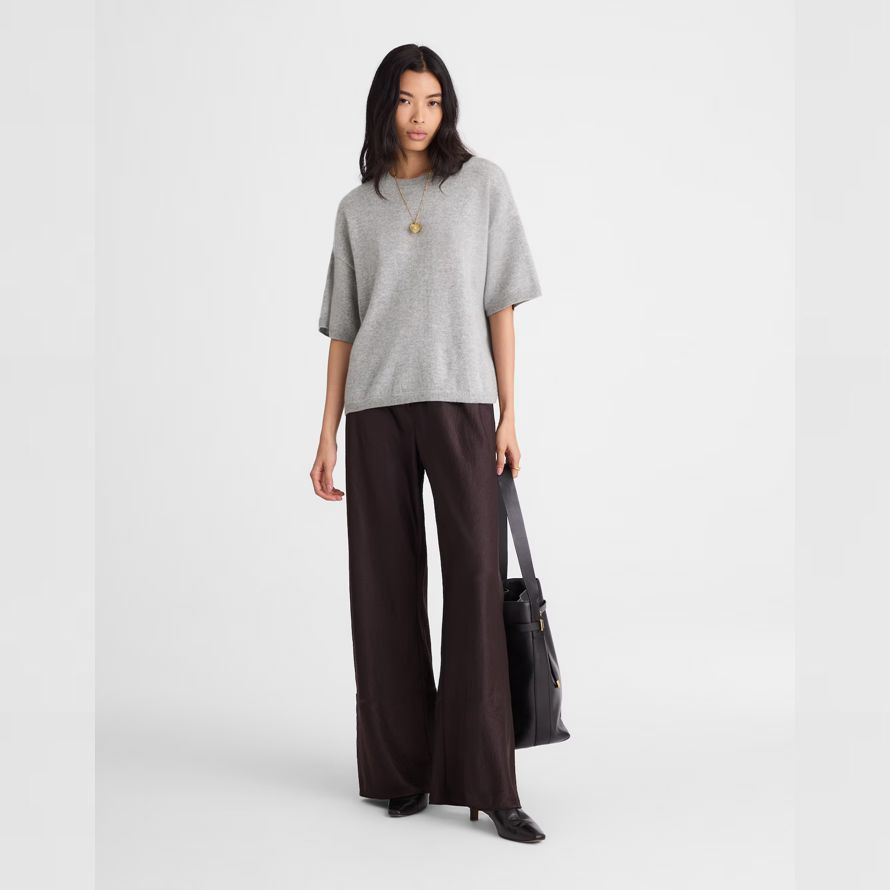 damen madewell kurzarm-100 kaschmir-pullover grau