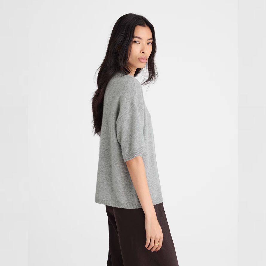 damen madewell kurzarm-100 kaschmir-pullover grau
