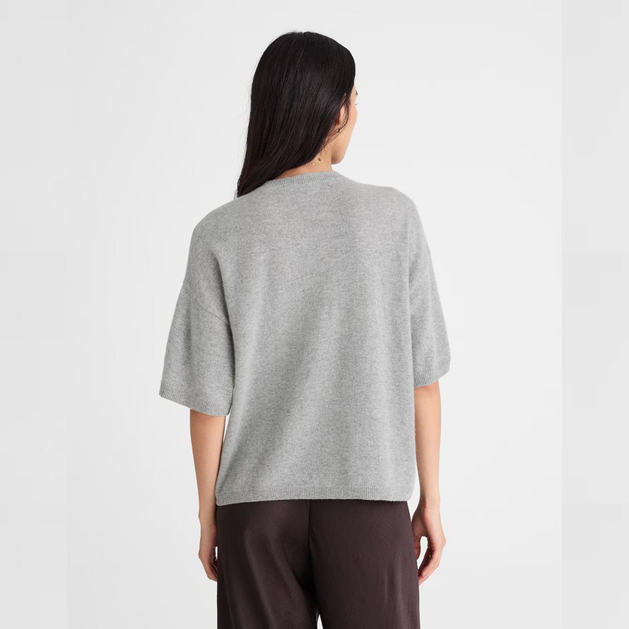 damen madewell kurzarm-100 kaschmir-pullover grau