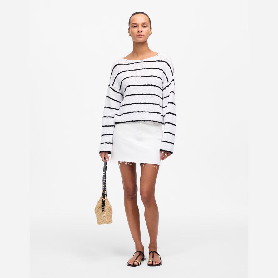 weiß schwarz madewell boatneck pullover damen pullover