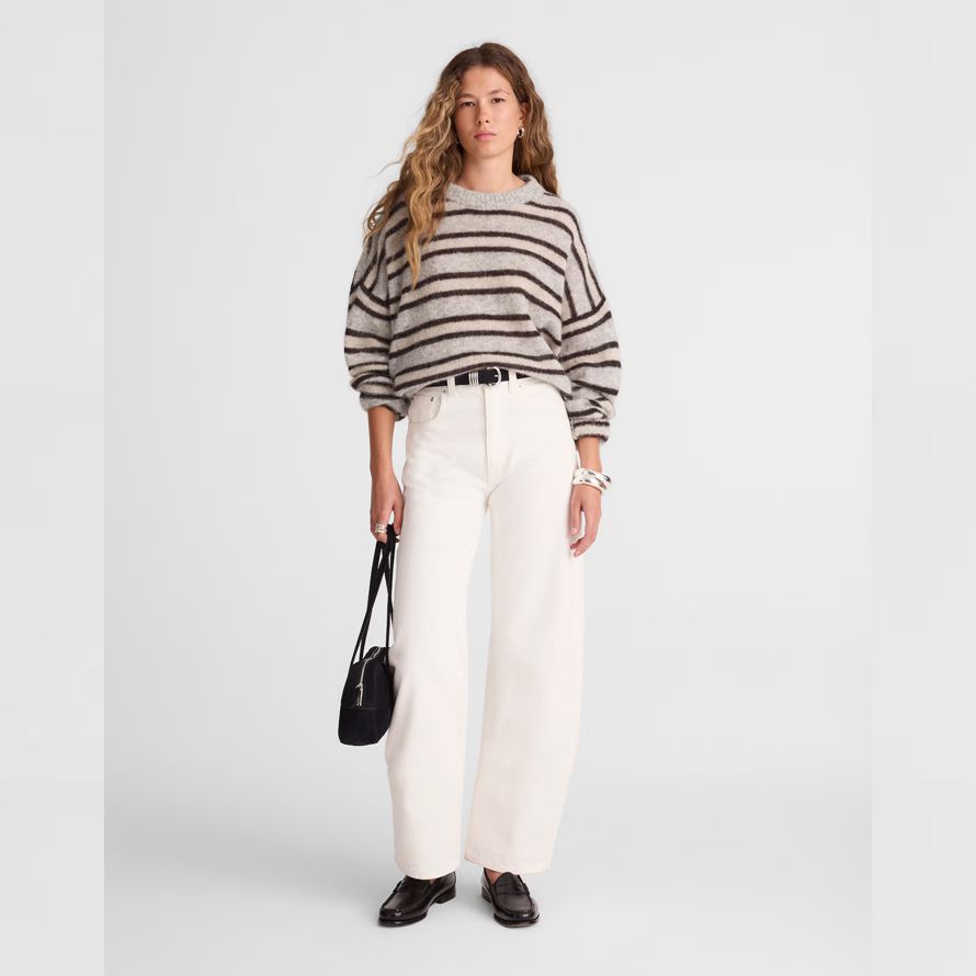 madewell striped sweater alpaca blend womens pullover grau beige schwarz