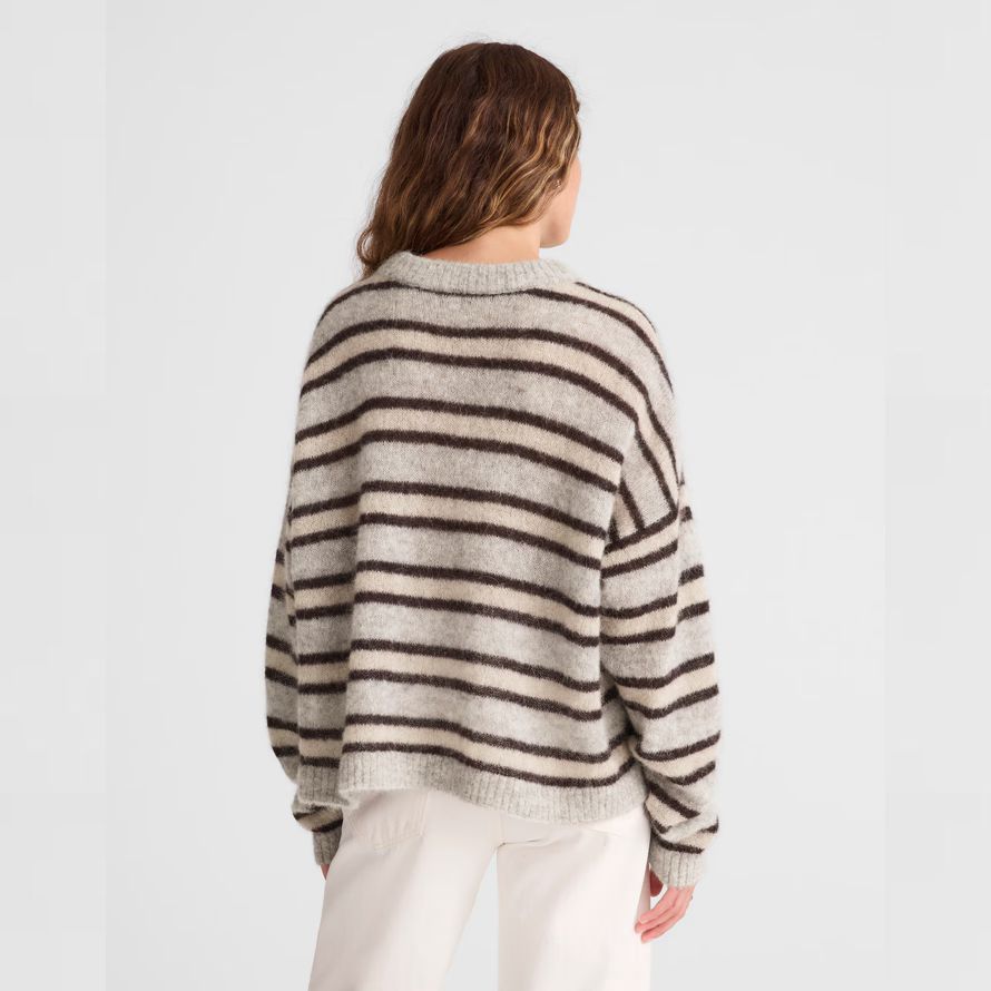 madewell striped sweater alpaca blend womens pullover grau beige schwarz
