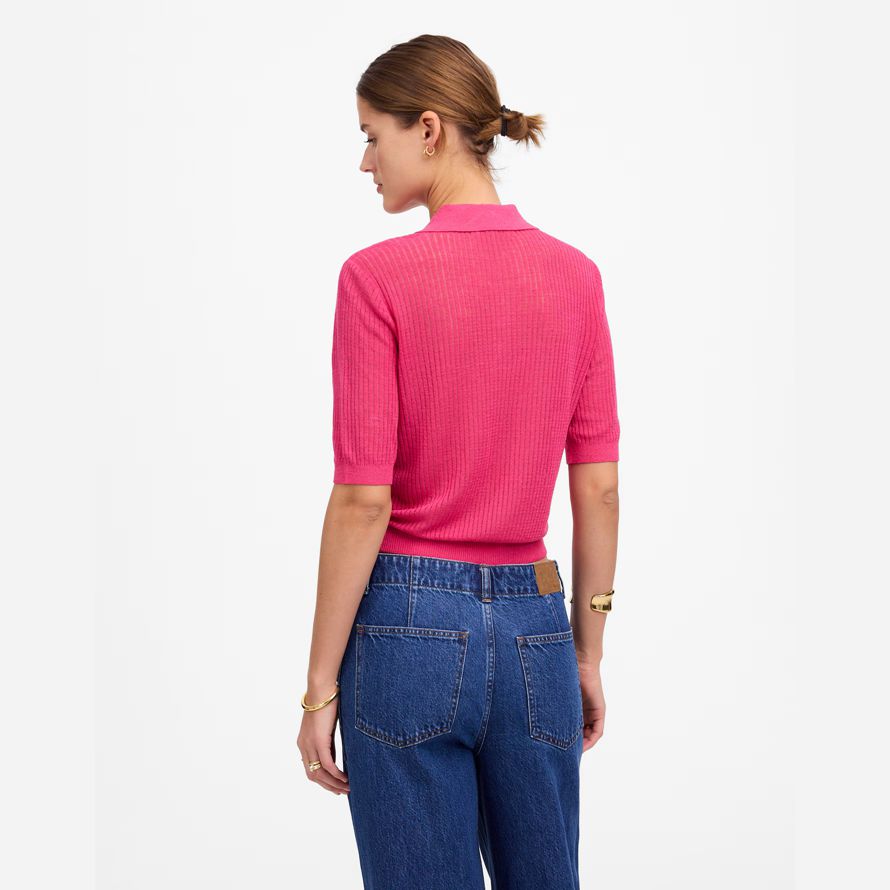 damen madewell kurzarm-polo-pullover t-shirts rosa