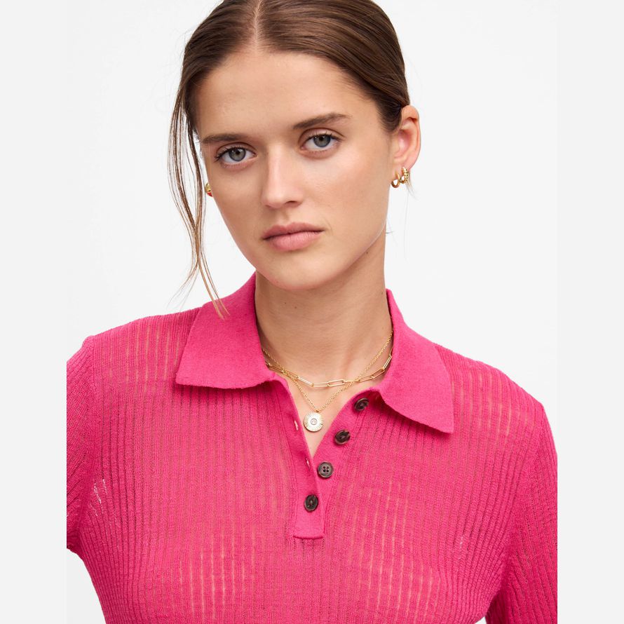 damen madewell kurzarm-polo-pullover t-shirts rosa
