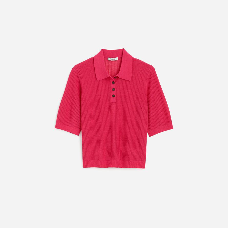 damen madewell kurzarm-polo-pullover t-shirts rosa