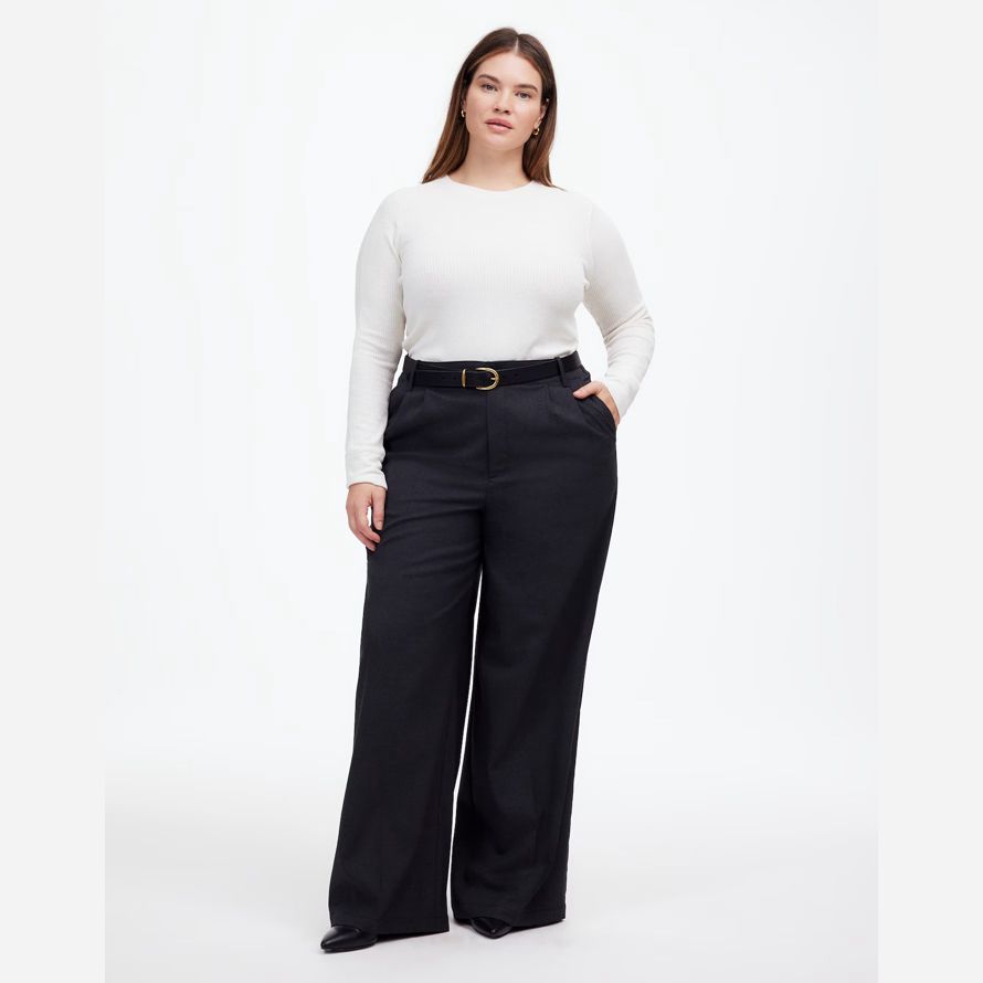 weiß damen madewell plus ribbed crewneck lange-sleeve t-shirts