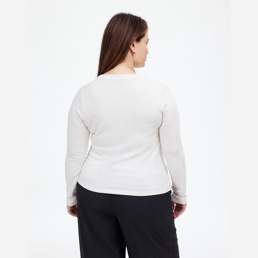 weiß damen madewell plus ribbed crewneck lange-sleeve t-shirts