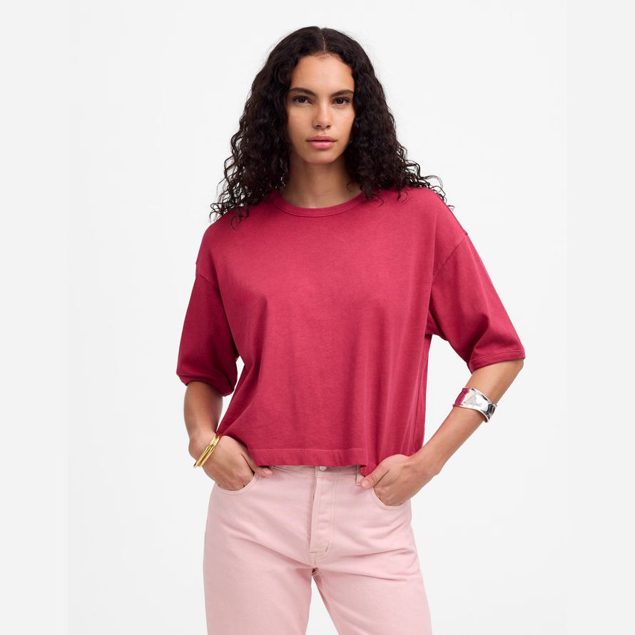 madewell relaxed boxy damen-t-shirts rot