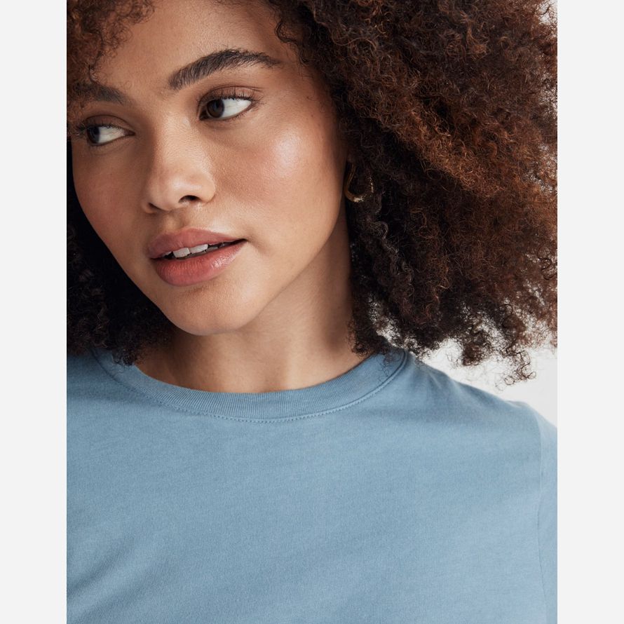 damen madewell softfade baumwolle boxy-ernte-t-shirts blau