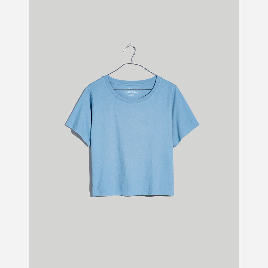 damen madewell softfade baumwolle boxy-ernte-t-shirts blau