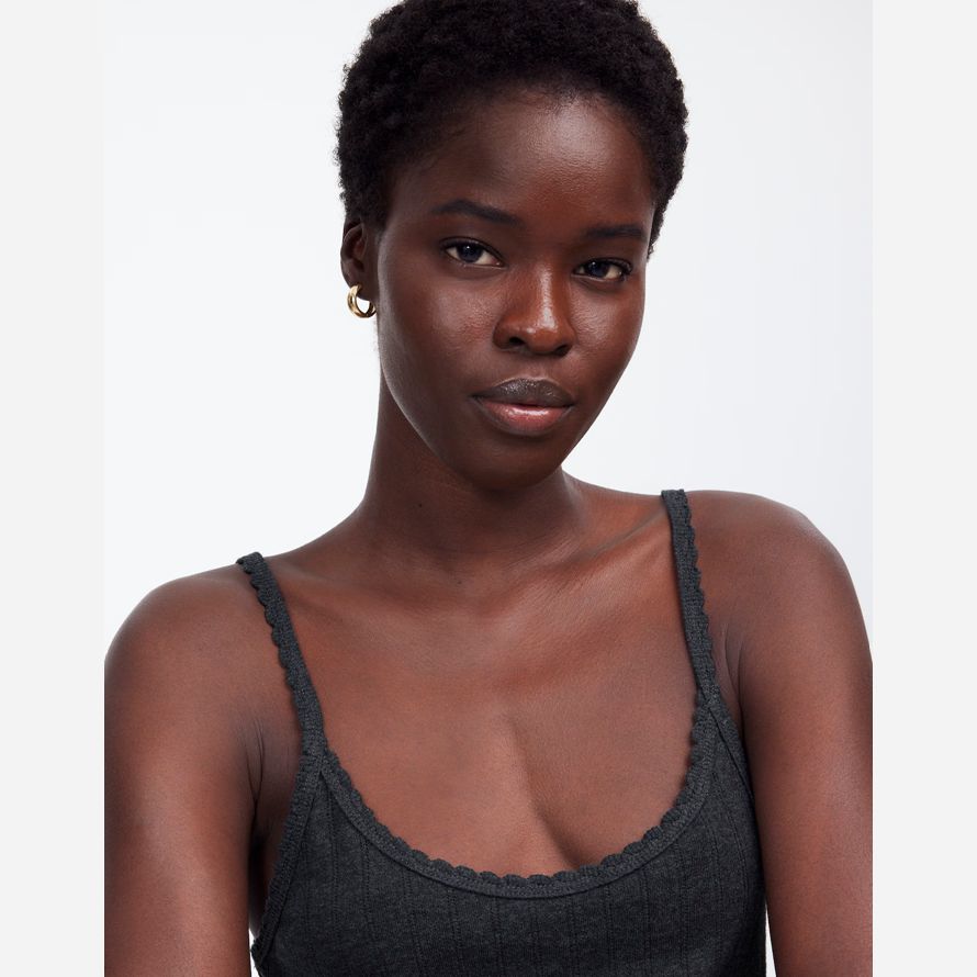 madewell leset pointelle damen-tank schwarz