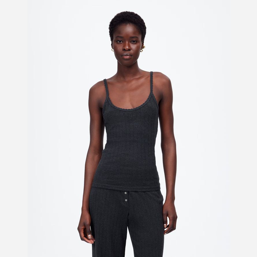 madewell leset pointelle damen-tank schwarz