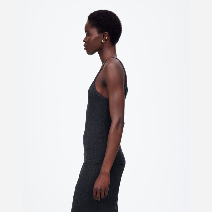madewell leset pointelle damen-tank schwarz