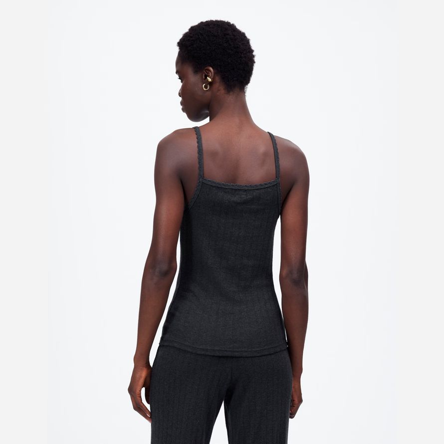 madewell leset pointelle damen-tank schwarz