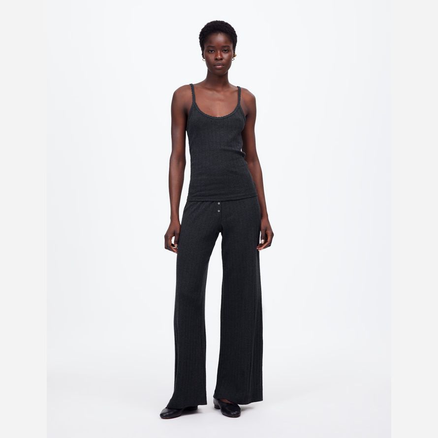 madewell leset pointelle damen-tank schwarz