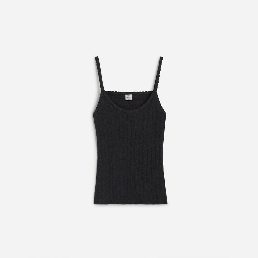 madewell leset pointelle damen-tank schwarz