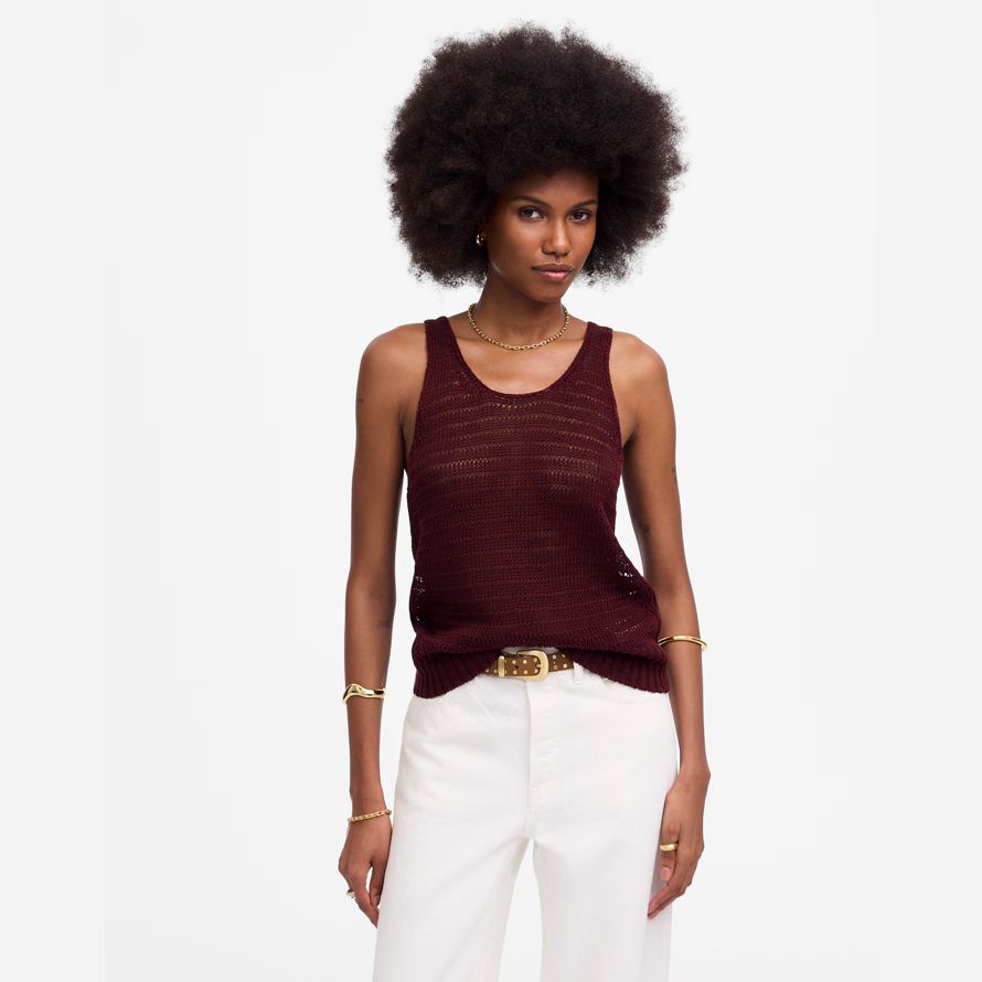 madewell leinen pullover damen tank-burgund