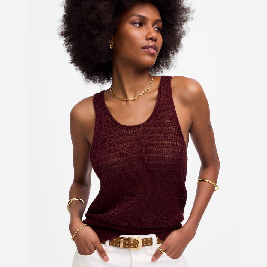 madewell leinen pullover damen tank-burgund