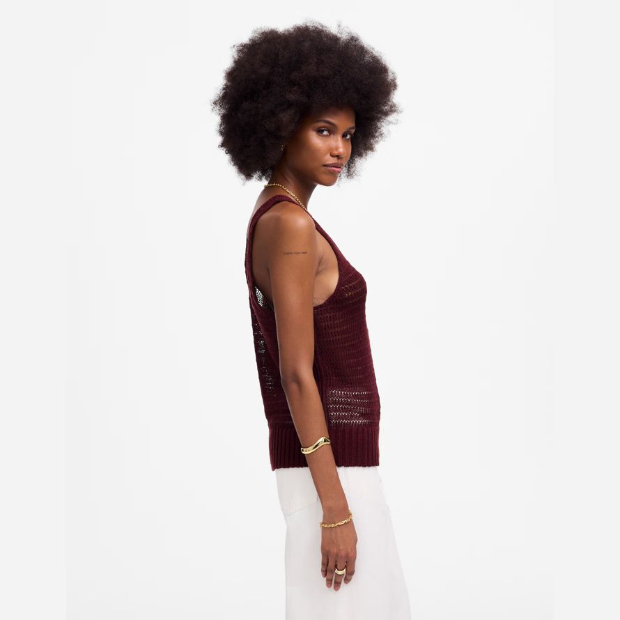 madewell leinen pullover damen tank-burgund