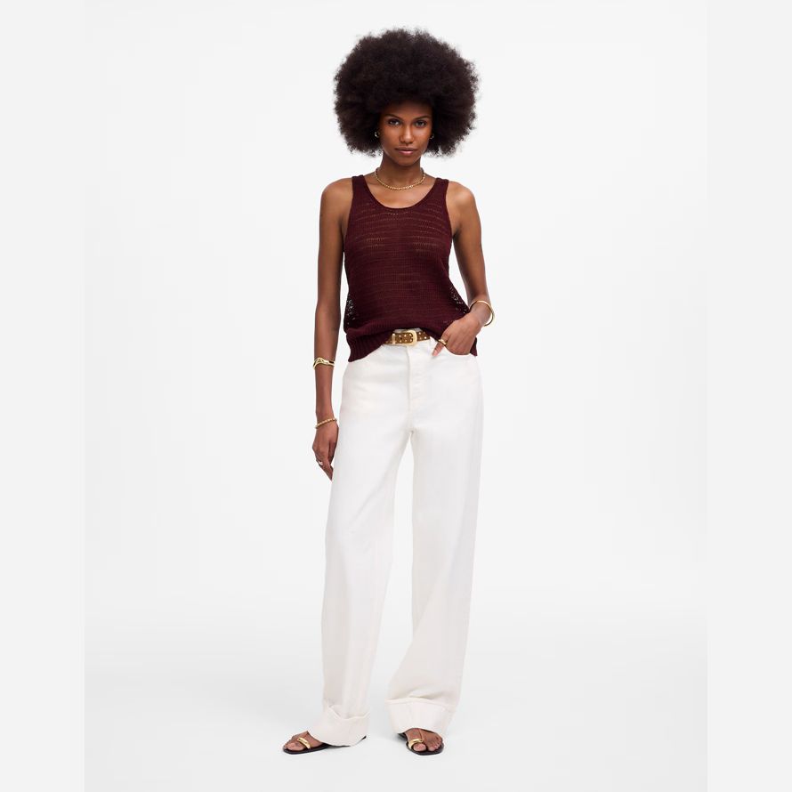 madewell leinen pullover damen tank-burgund