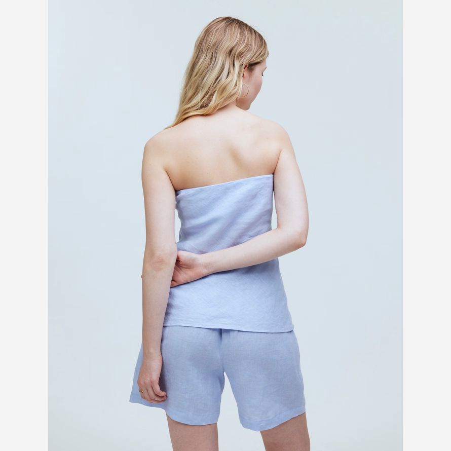 blau damen madewell donni leinen tube top