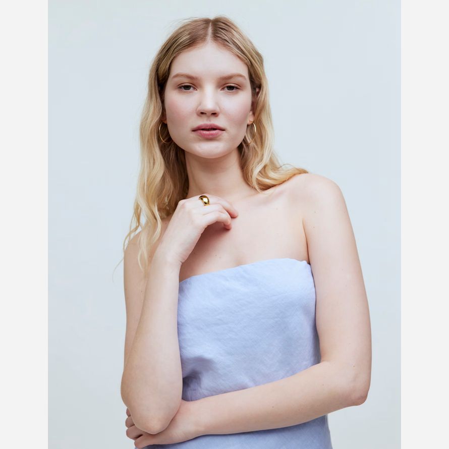 blau damen madewell donni leinen tube top