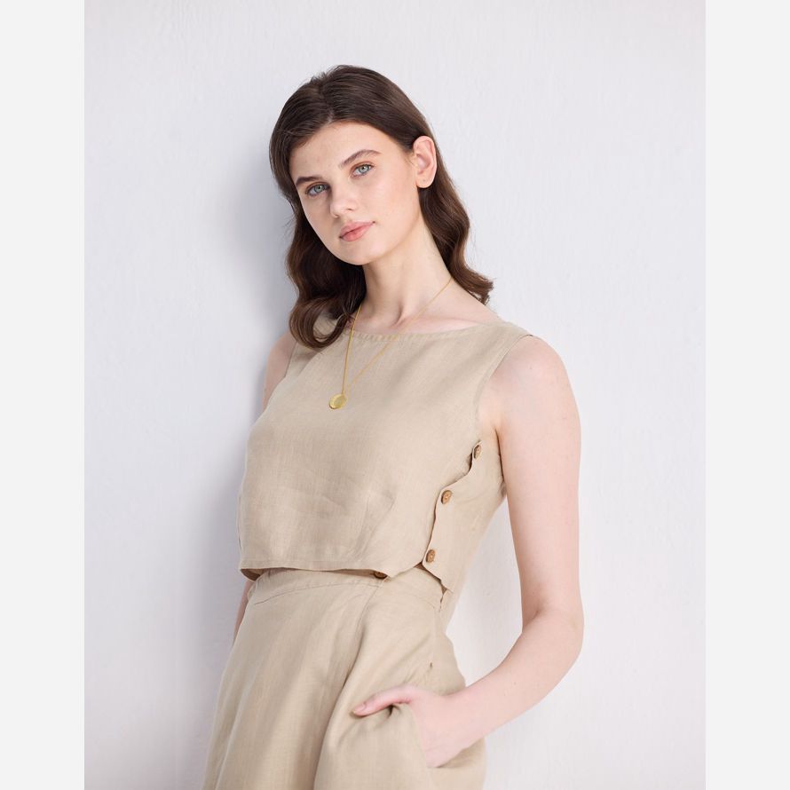 damen madewell reistorᆴ boxy hanf-ernte-top beige