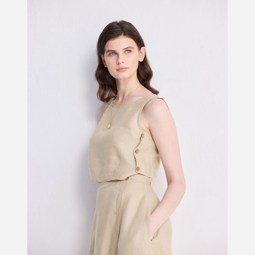 damen madewell reistorᆴ boxy hanf-ernte-top beige