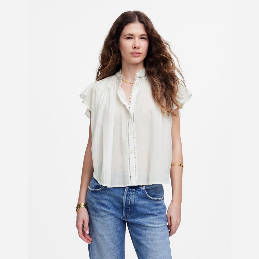 damen madewell geraffte lace-trim top white