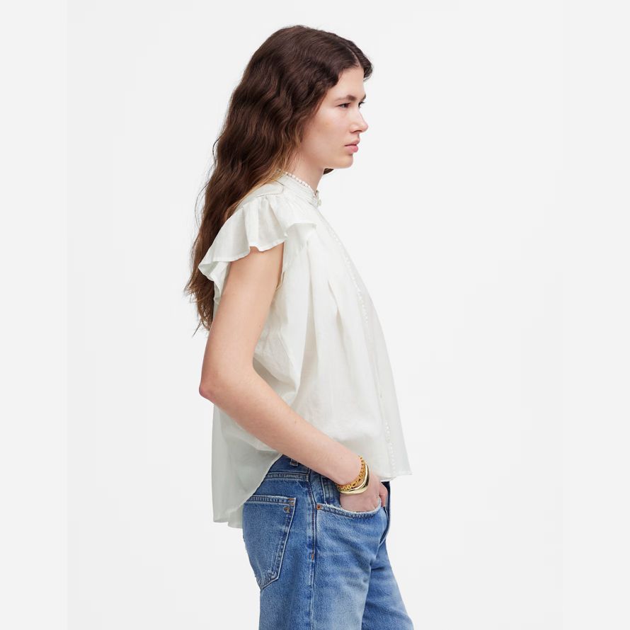 damen madewell geraffte lace-trim top white