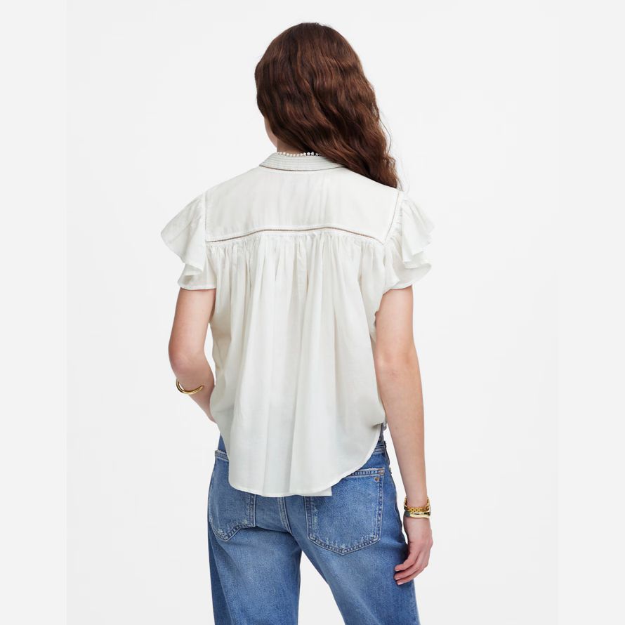 damen madewell geraffte lace-trim top white