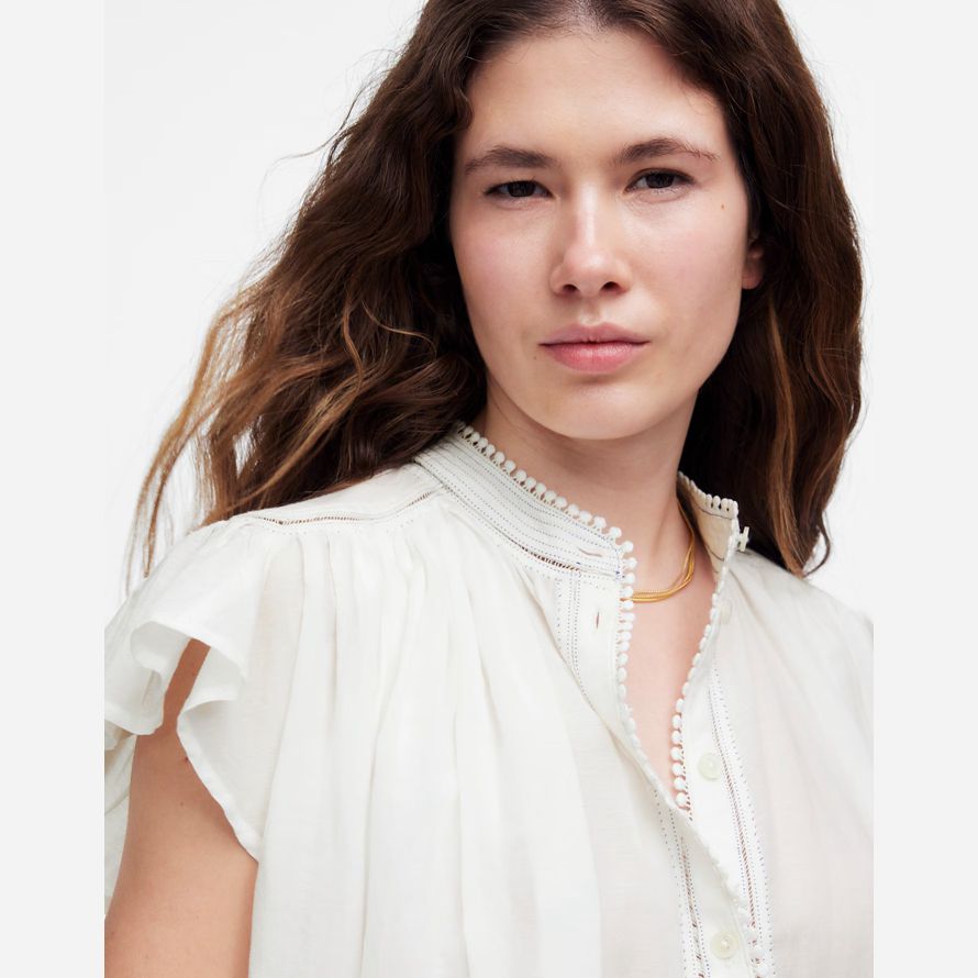 damen madewell geraffte lace-trim top white