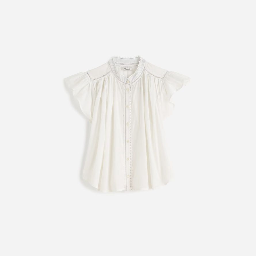 damen madewell geraffte lace-trim top white