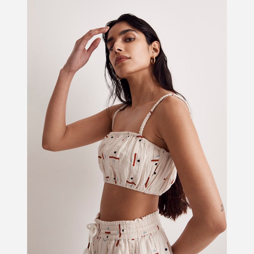 weiß damen madewell caroline z hurley cover-up bubble crop top