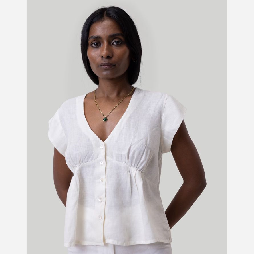 damen madewell reistor deep v-neck top weiß