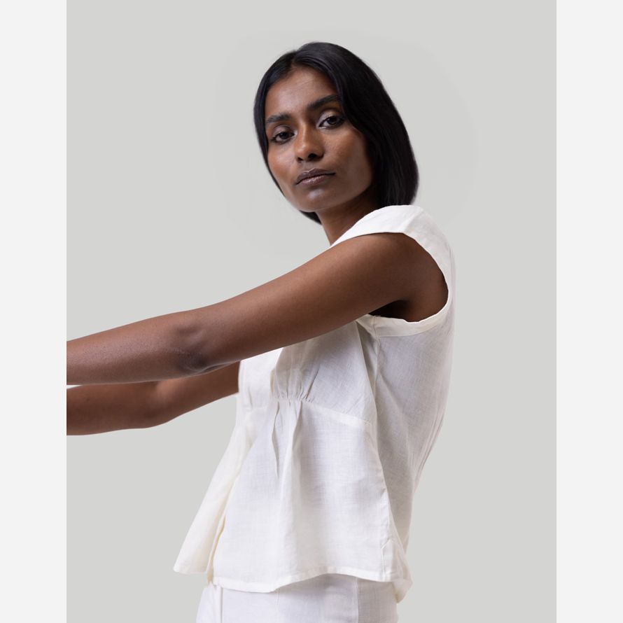 damen madewell reistor deep v-neck top weiß
