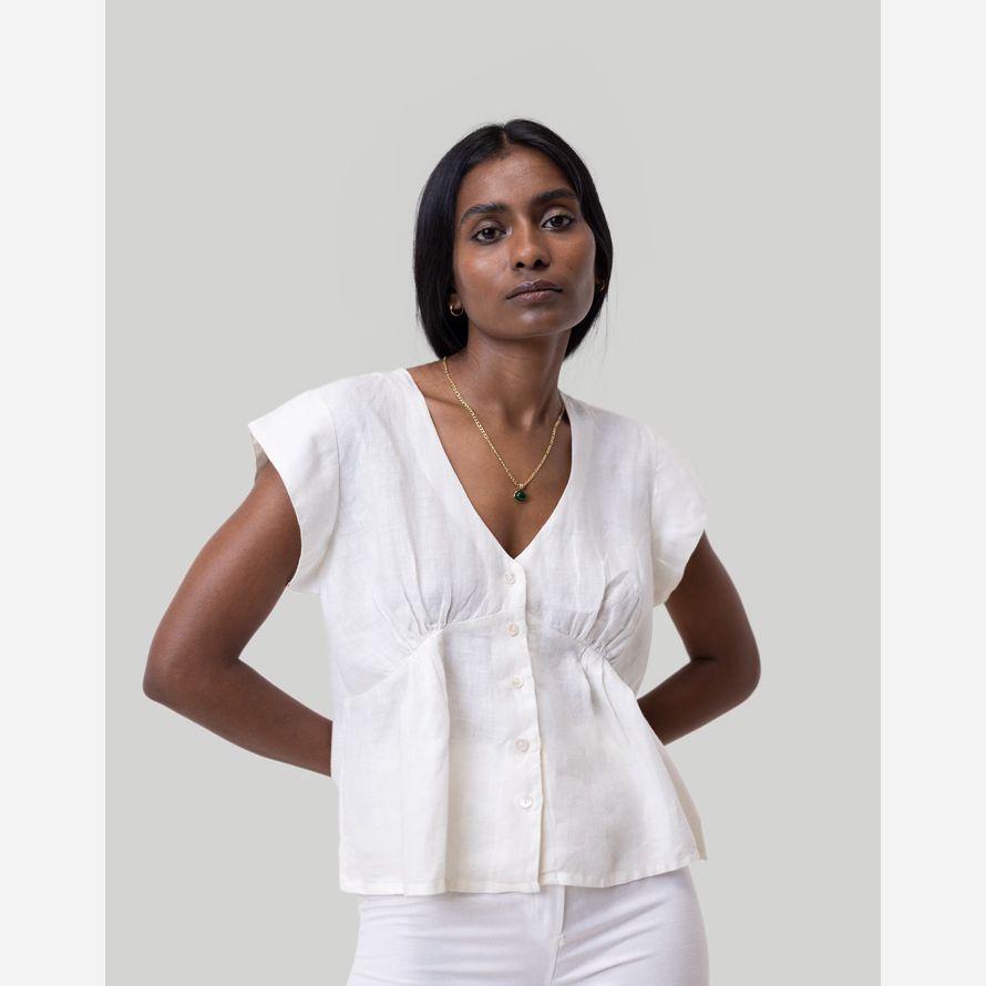 damen madewell reistor deep v-neck top weiß
