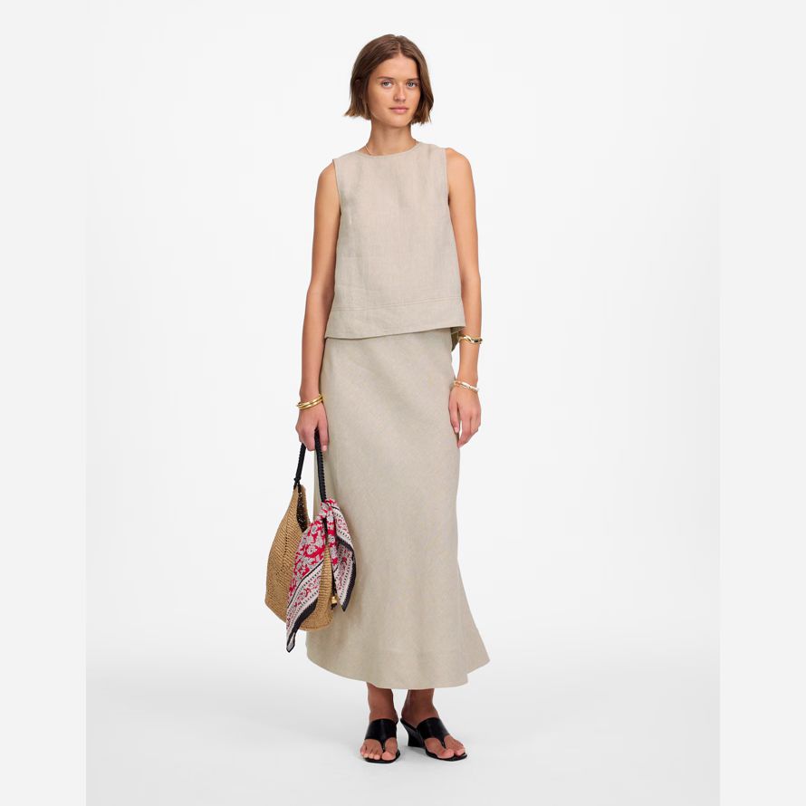 madewell leinen plissee shell womens top beige